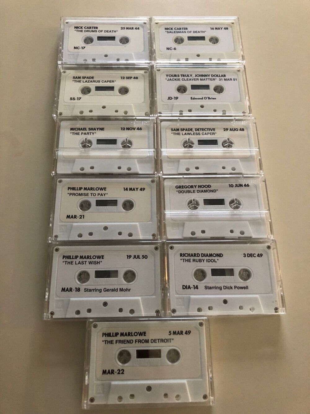 Lot Vintage Classic Radio Shows 1940-1950's 10 Cassette Tapes Nick Carter-etc.